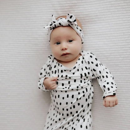 Knotted Gown & Headwear Set | Spotty Print