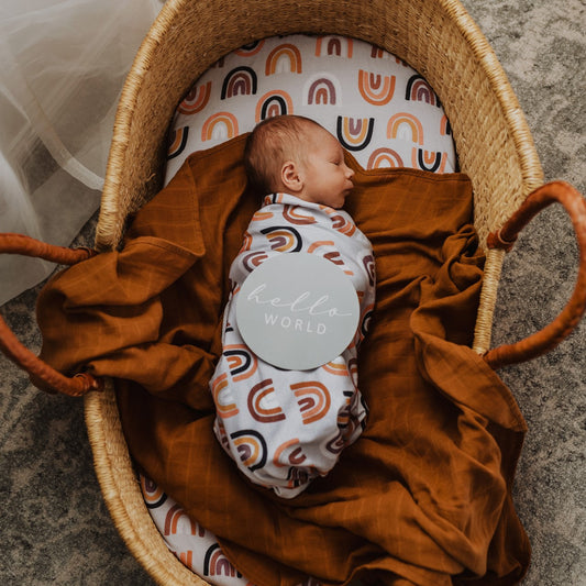 Sunset Rainbow | Baby Jersey Wrap & Beanie Set