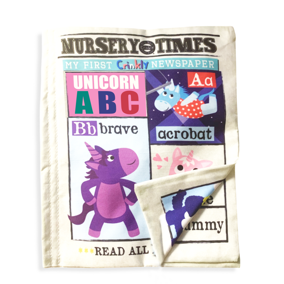 Nursery Times | Crinkly Newspaper | Unicorn ABC