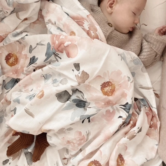Watercolour Floral Muslin Swaddle