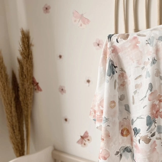 Watercolour Floral Muslin Swaddle