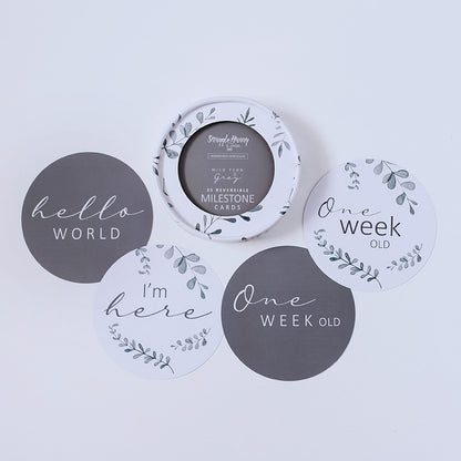 Wild Fern & Grey Milestone Cards